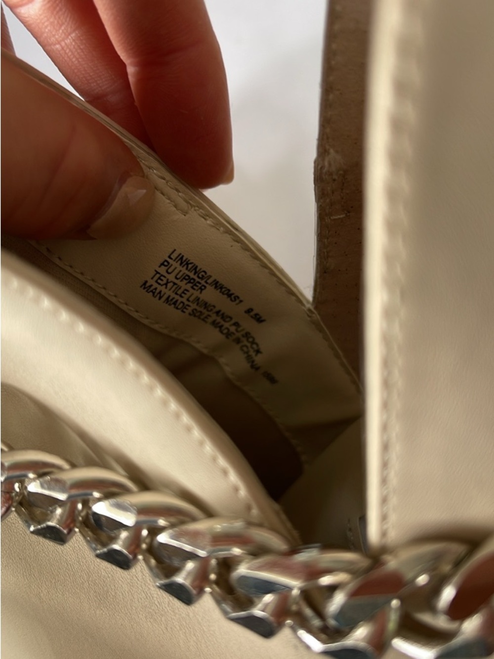 Steve Madden Cream Chain Accent Block Heel Booties - Picture 9 of 10